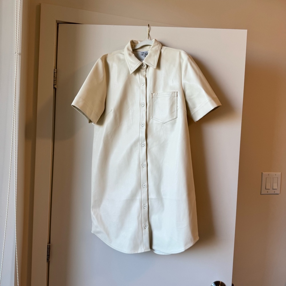 Womens short sleeve leather dress